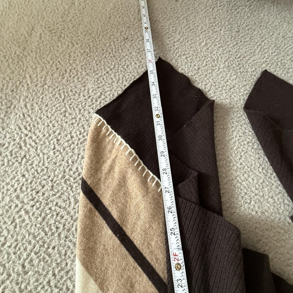 Cullen Sweater‎ Brown Ivory Striped 100% Cashmere Open Cardigan - Picture 6 of 8